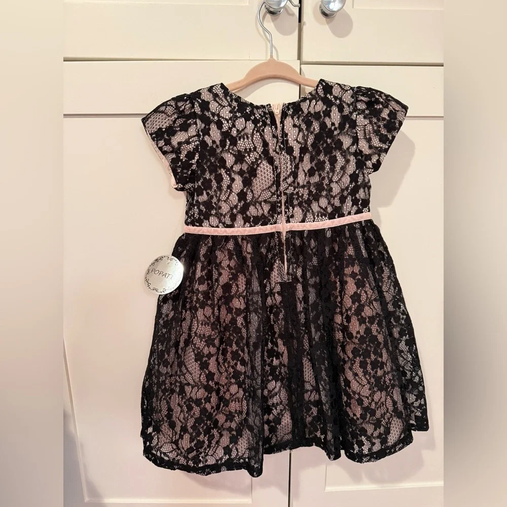 Popatu Black and Pink Lace Kids Dress